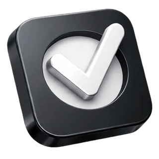 Symbole de validation en 3D avec une coche sur la page À propos de Sévélune Finance